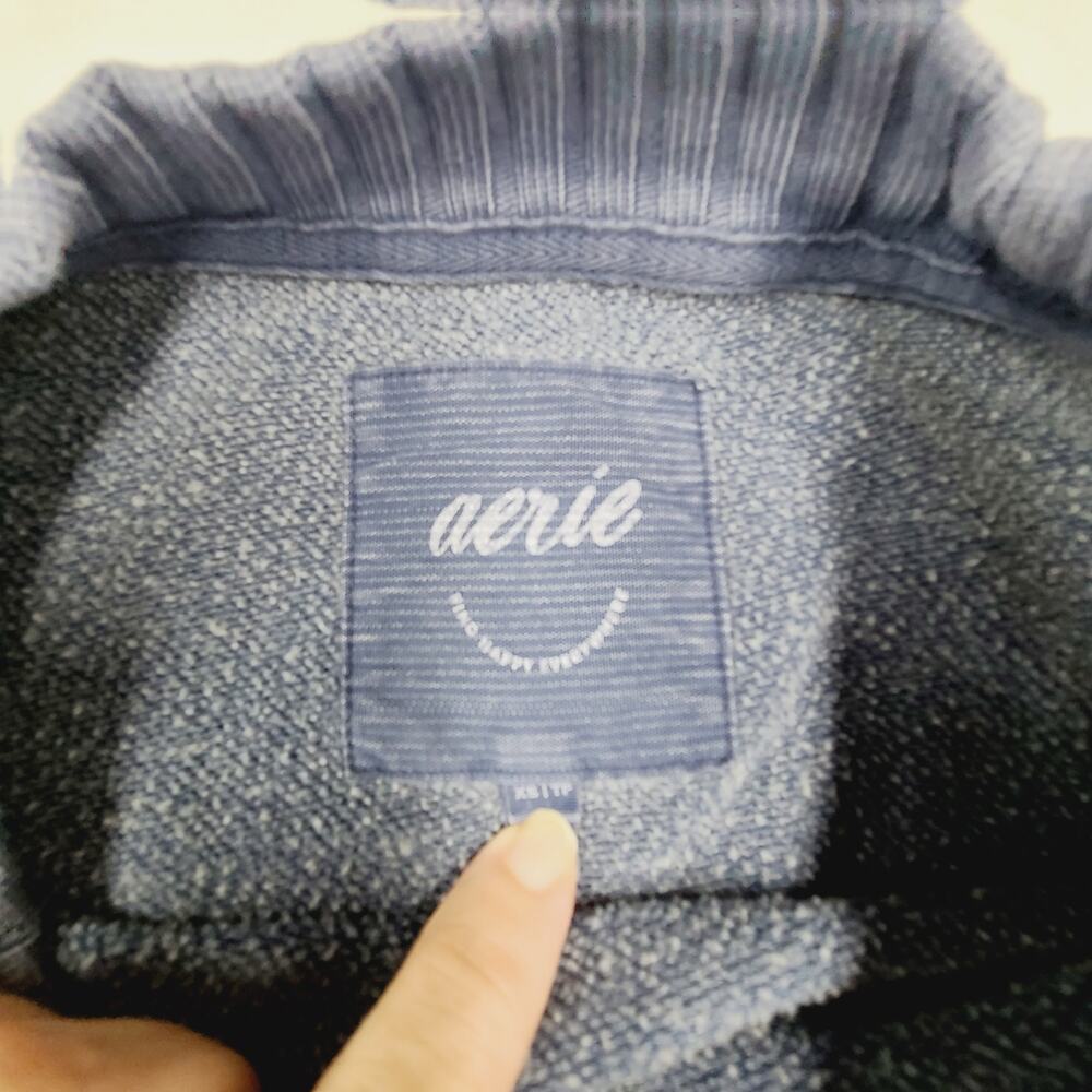 Aerie Distressed Sweatshirt XS Blue Faded Graphic Crewneck Pullover Casual - Picture 3 of 10